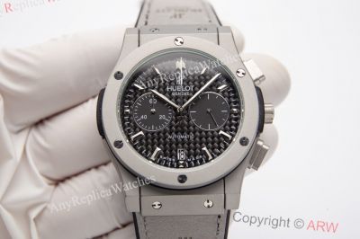Replica Watches Hublot Classic Fusion Chronograph Grey Strap Black Dial Watches